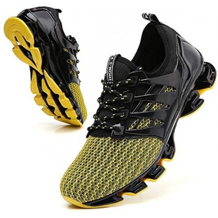 Sport Running Shoes for Mens Mesh Breathable Trail Runners Fashion Sneakers Yellow