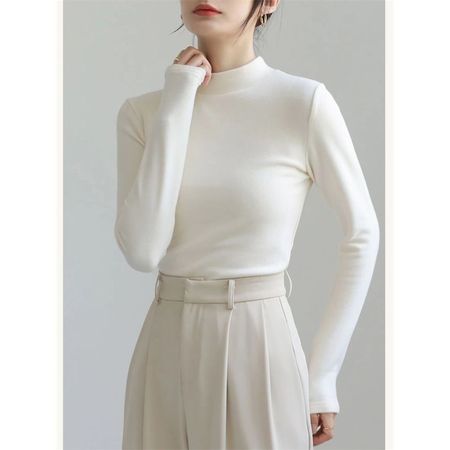 Women's Autumn and Winter White Velvet Bottoming Shirt