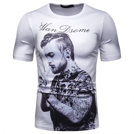 New Summer Men's Character Print Short-Sleeved T-Shirt