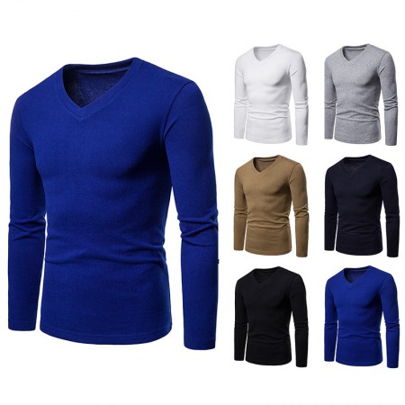 Men's Plus Size Wool Fleece V-Neck Long Sleeve Bottoming Shirt